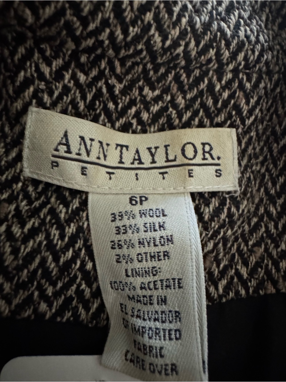 Ann Taylor Black and Gray Herringbone Zip-Front Jacket - Picture 3 of 3